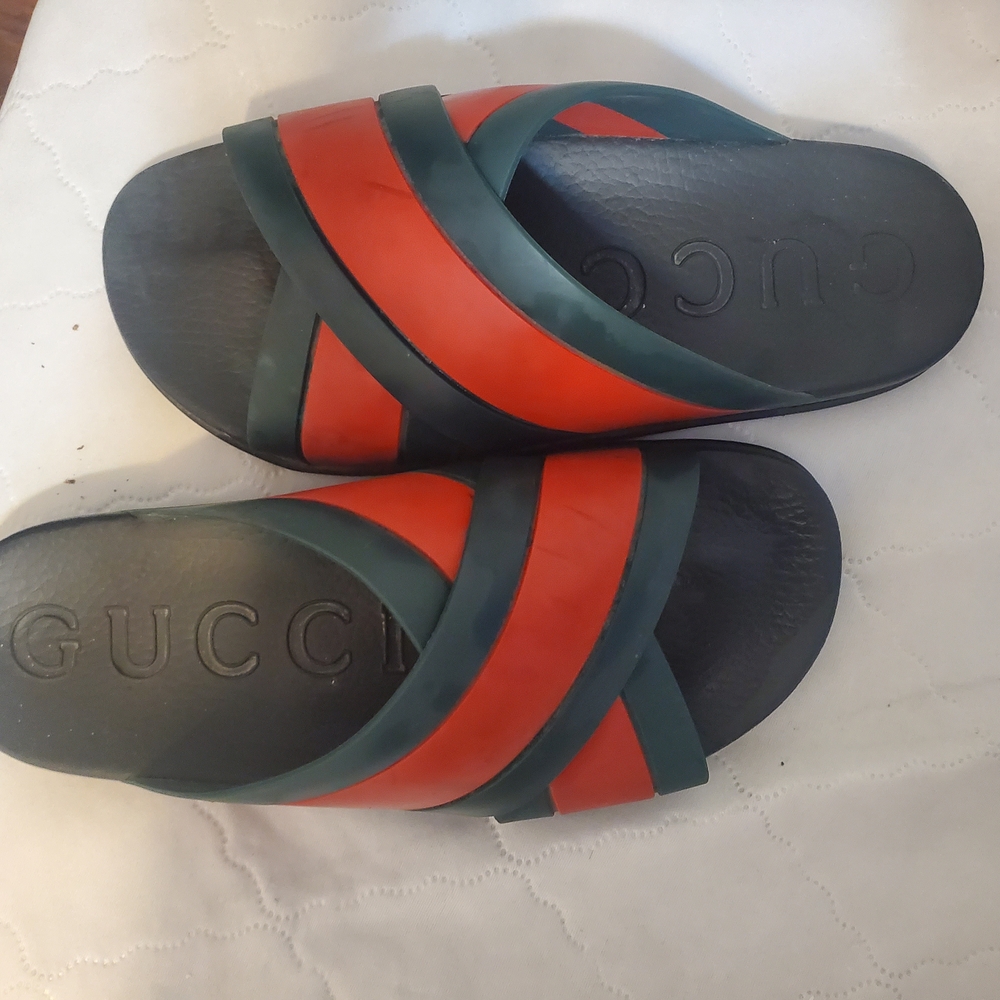 Gucci Black and Red Slide Sandals